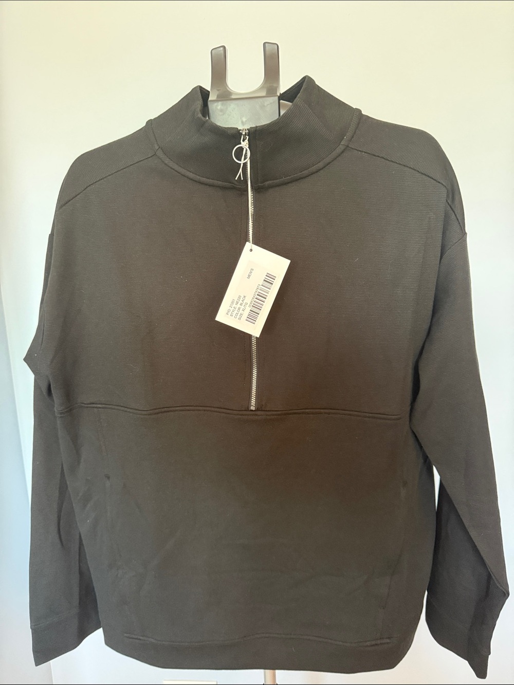 Men's Black Half-Zip Pullover Sweater